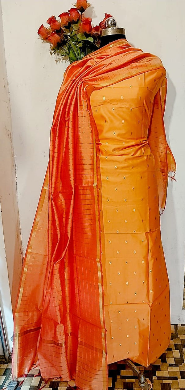 Banarasi Silk Zari Weaved Unstitched Salwar Suit