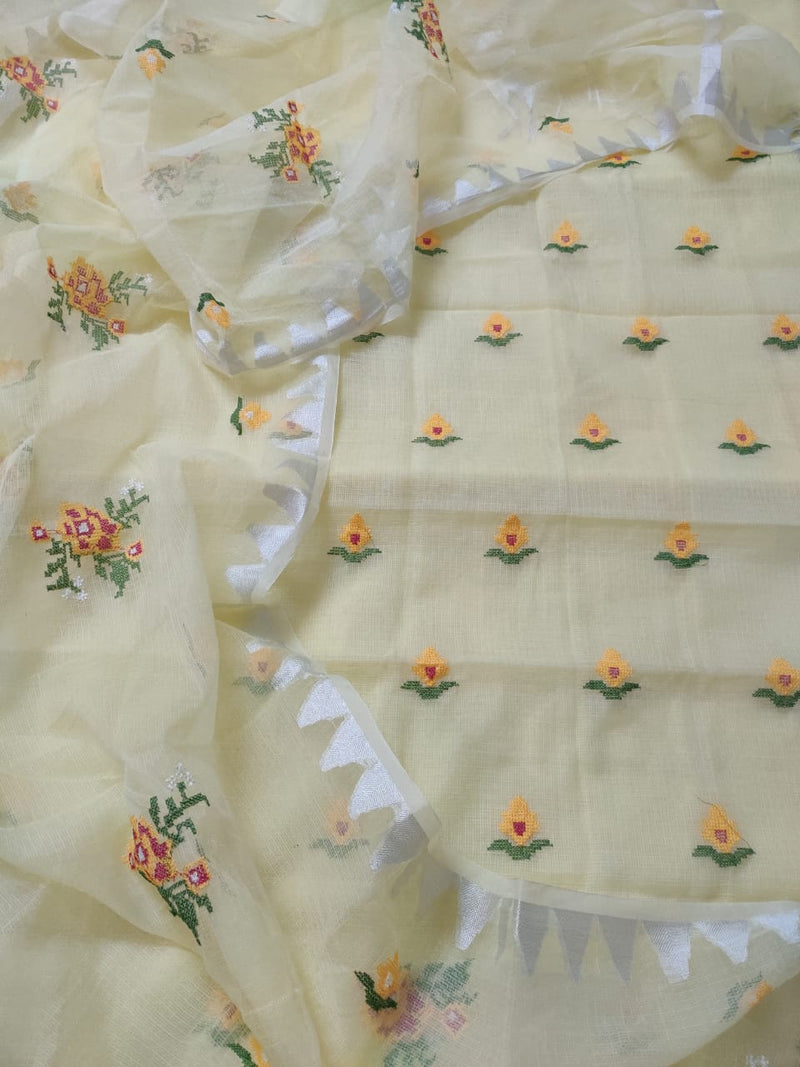 Premium Quality Kota Doria Cotton Cross Stitch Embroidered Salwar Suit