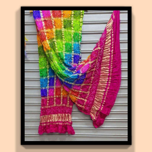 Pure Gaji Silk Multicolor Gharchola Bandhani Dupatta