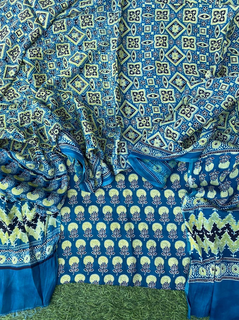 Pure Modal Silk Ajrakh 2 pc Salwar Suit