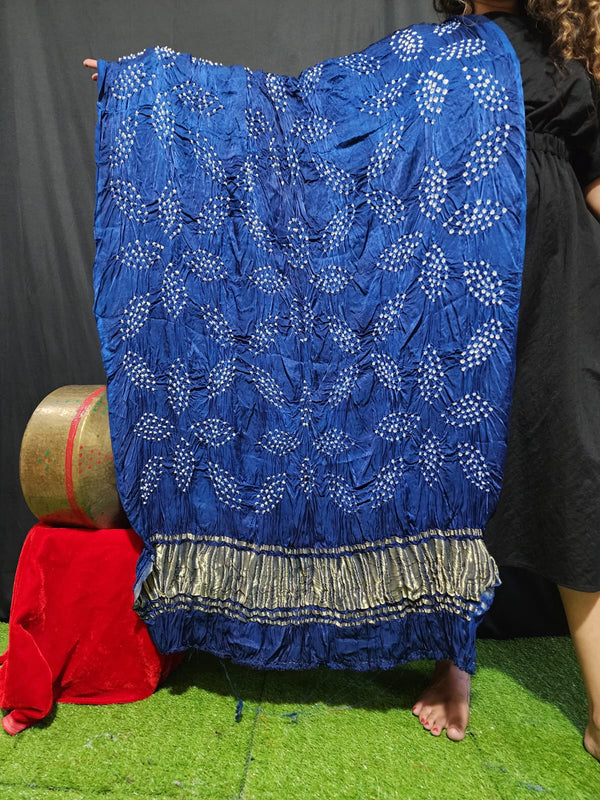 Modal Silk Hand Made Bandhani Dupatta with Silk Tissue Pallu