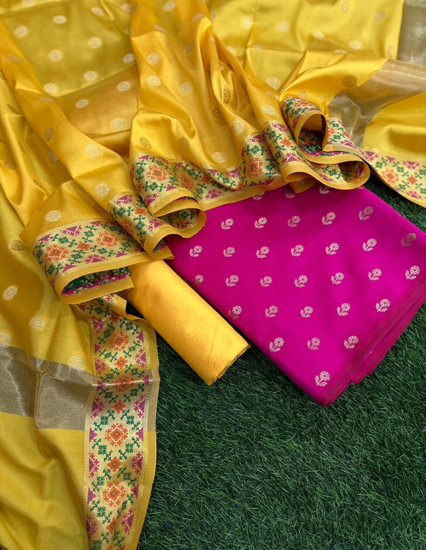 Pure Banarasi Silk Zari Booti Salwar Suit