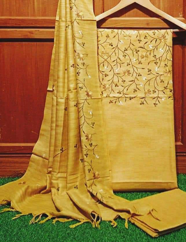 Premium Quality Khadi Cotton Salwar Suit with Resham Embroidery