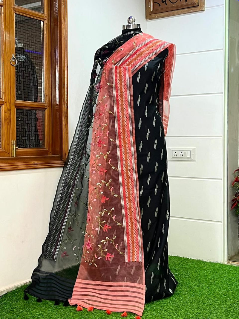 Pure Banarasi Organza Premium Quality Unstitched Salwar Suit