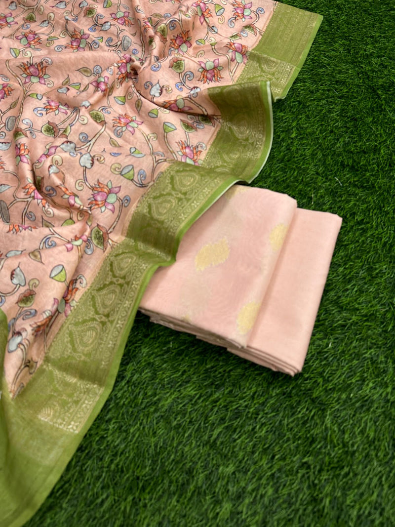 Pure Banarasi Silk Unstitched Suit With Banarasi Dupatta