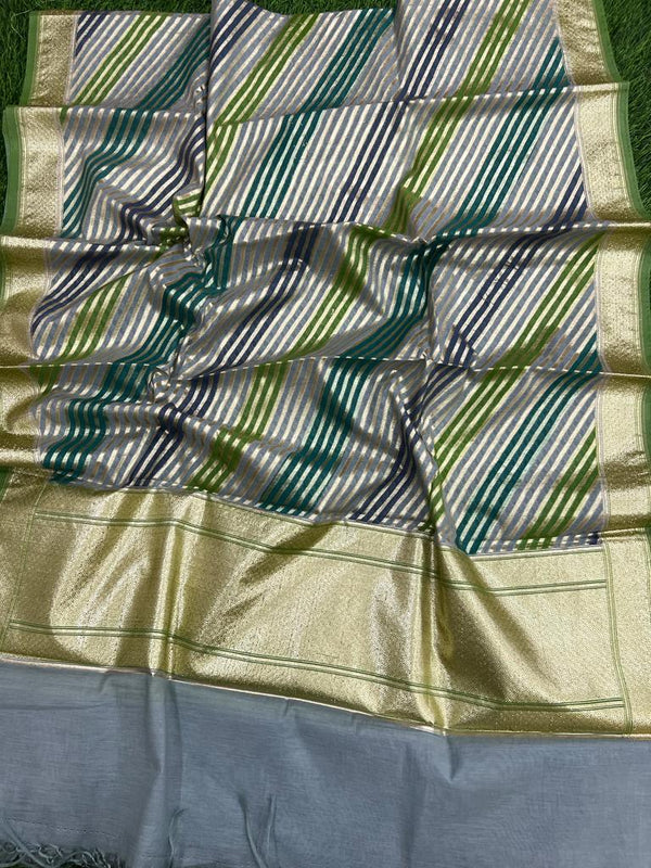 2.5 m Pure Banarasi Silk Leheriya Zari Dupatta