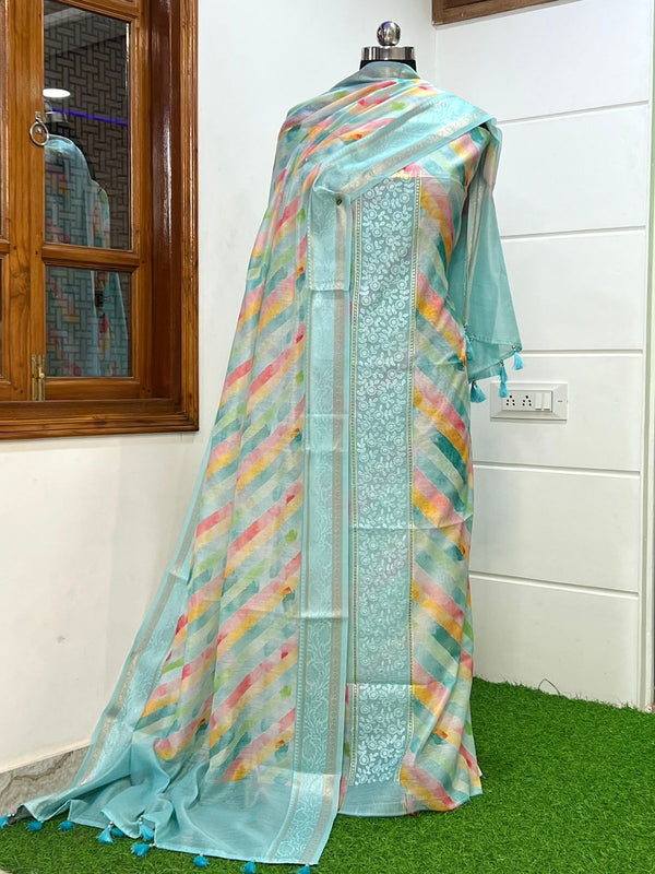 Pure Banarasi Chanderi Silk Unstitched Dress Material