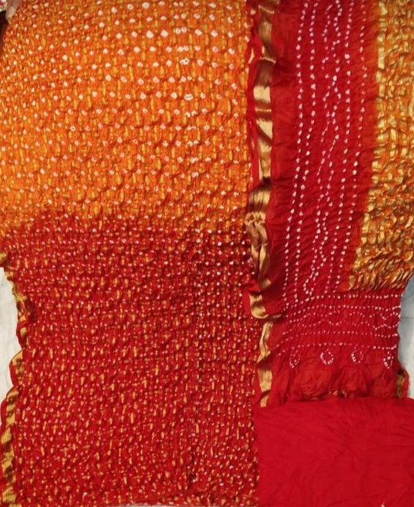 Handmade Bandhej Ghatchola Unstitched Salwar Suit