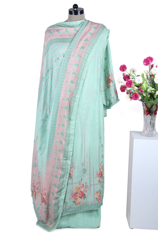 Muslin Digital Print Suit with Muslin Sequence Embroidered Dupatta