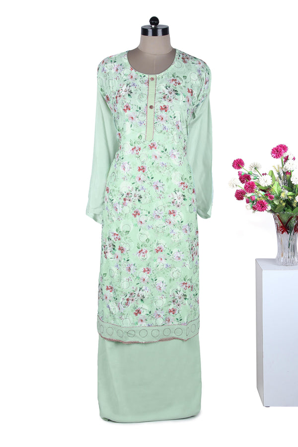 Muslin Floral Printed Semi Stitched Suit