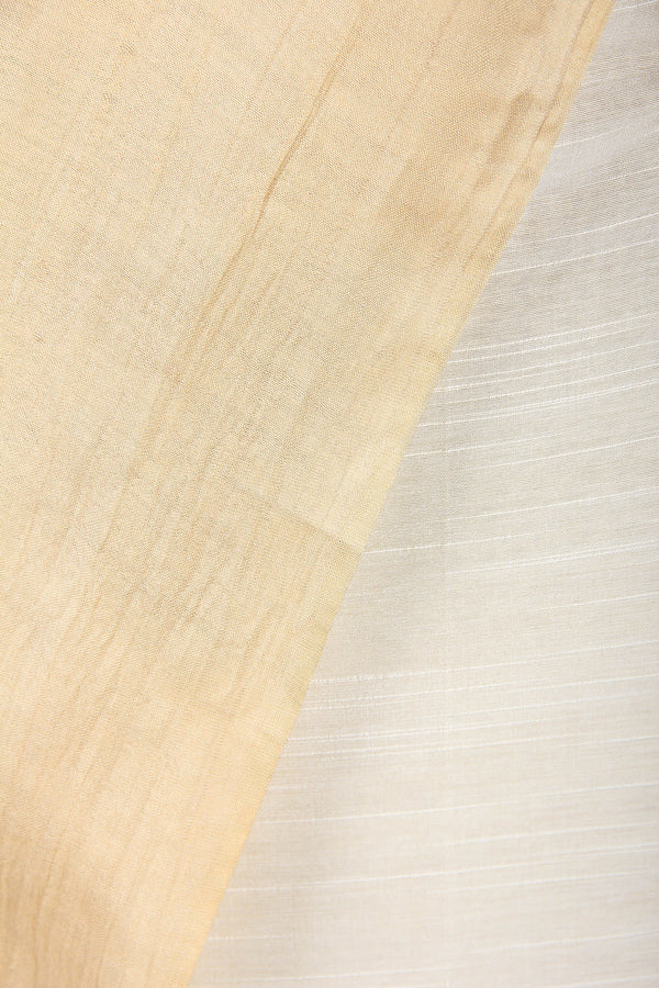 Beige Handloom Cotton Silk Plain Dupatta