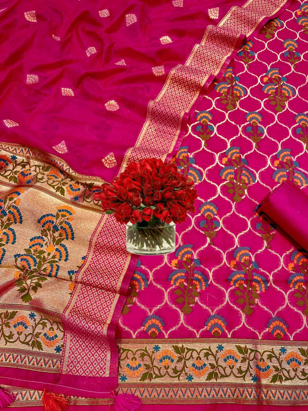 Pure Banarasi Cotton Silk Premium Quality Full Jaal Work Salwar Suit with Banarasi Dupatta