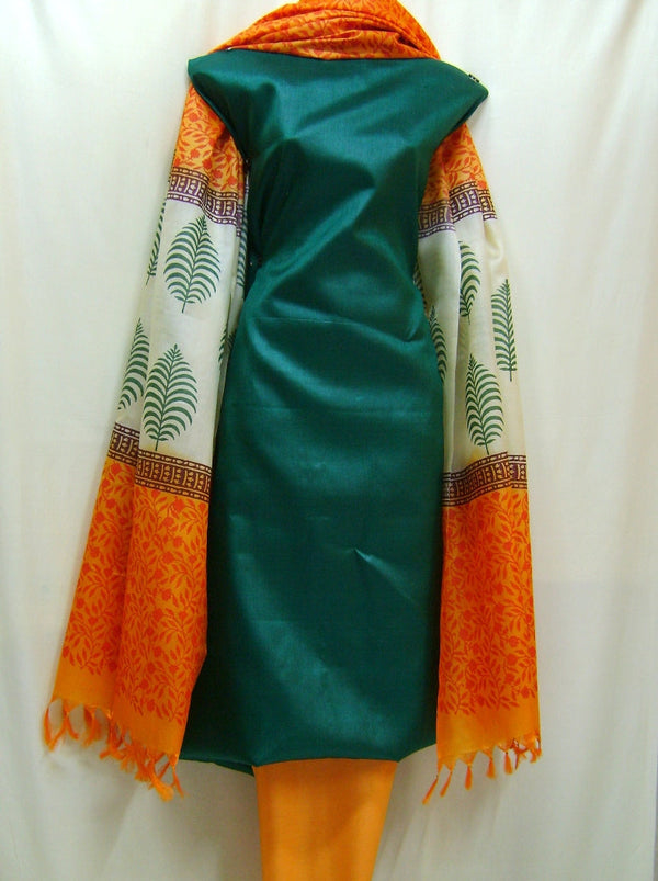 Sandal Tussar Silk Dress Material