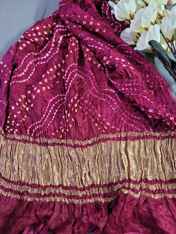 Modal Silk Bandhani Dupatta with Silk Tissue Pallu