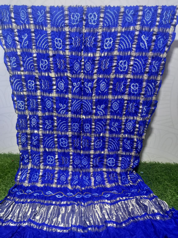 Pure Gaji Silk Bandhani Gharchola Royal Blue Color Dupatta