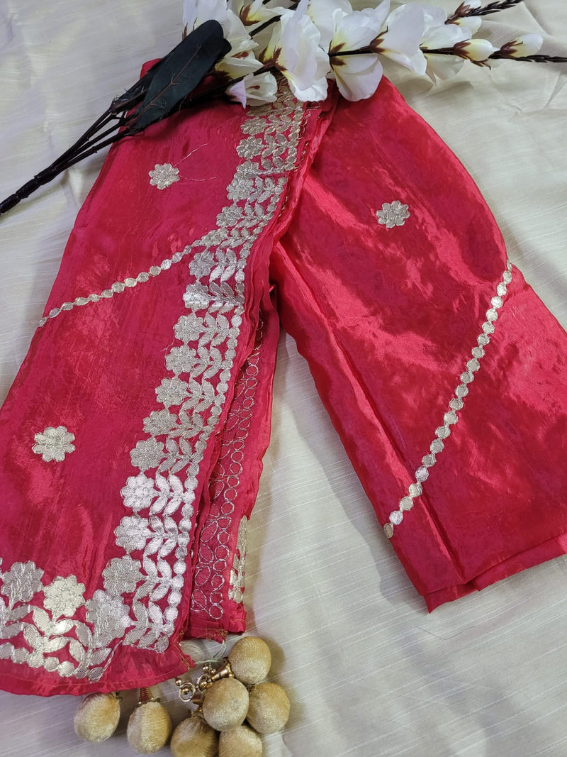 Premium Quality Organza Dupatta with Gotta Patti Work and Tassels