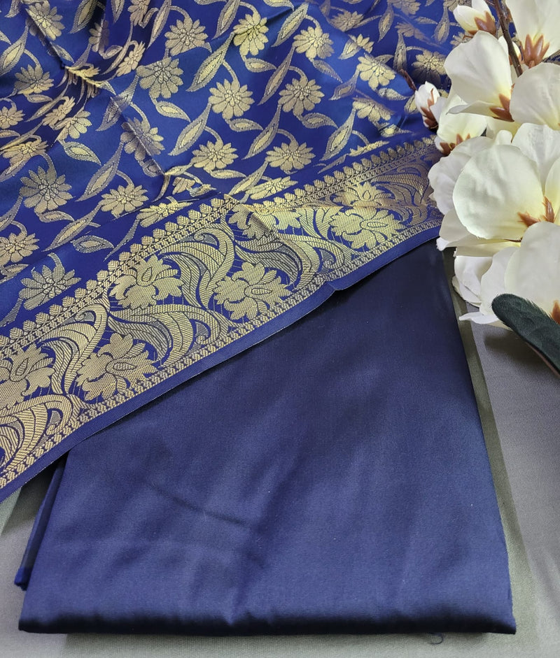 Premium Quality Plain Silk Suit with Banarasi Silk Dupatta