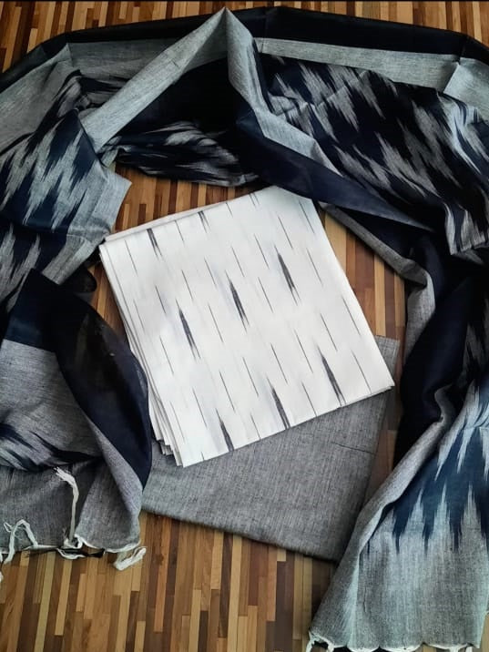 Premium Quality Linen Cotton Ikat Weaving Salwar Suit