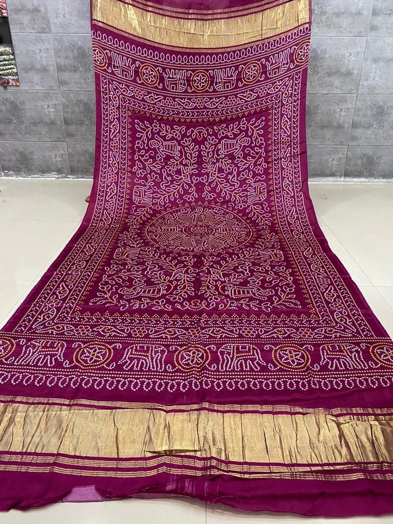 Pure Silk Patola Digital Print Dupatta with Silk Tissue Pallu