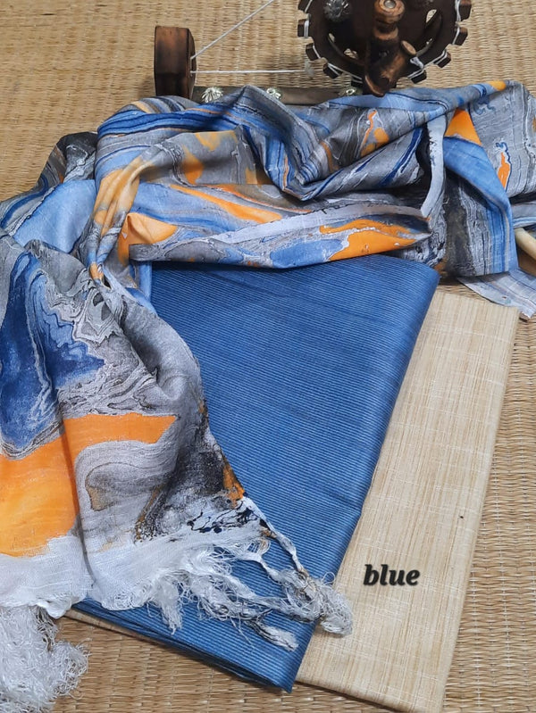Premium Quality Silk Salwar Suit with Marble Print Silk Dupatta